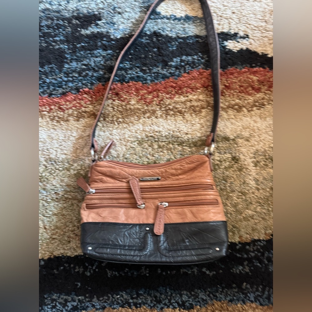 Stone & Co Stylish Tan and Black Women's Leather Bag